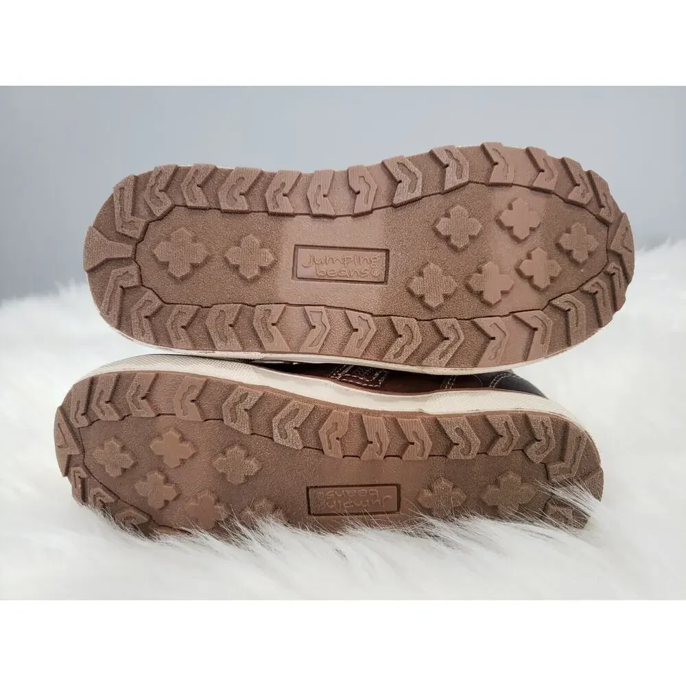 NEW Toddler Easy On Off‎ Boot Size 5 Brown Winter fall Faux Leather Combat biker